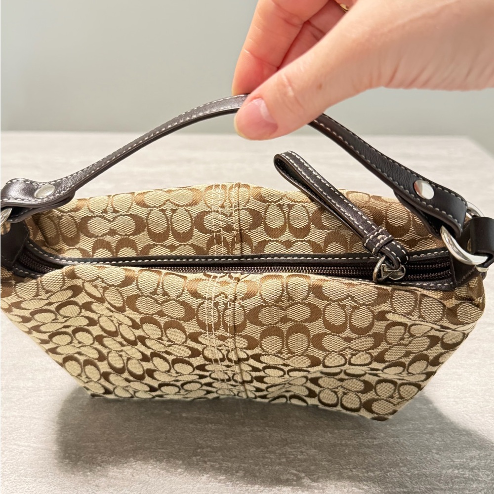 Vintage Y2K Coach Brown Monogram Mini Hobo Handbag Purse With Pull Tag - Picture 3 of 6
